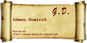 Gémes Dominik névjegykártya