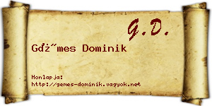 Gémes Dominik névjegykártya